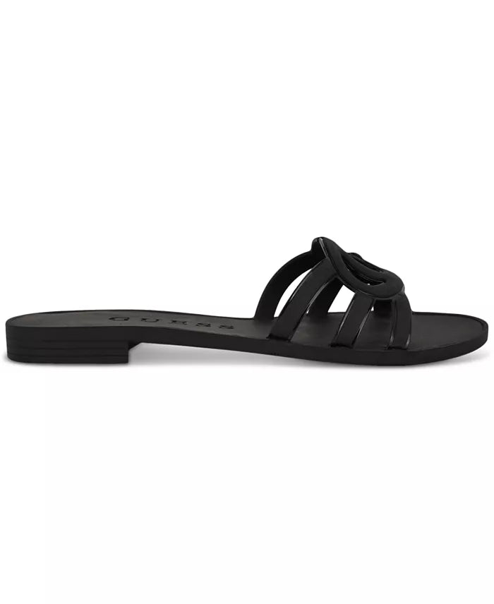 Women's Elyho Jelly Cutout Logo Flat Sandals Black