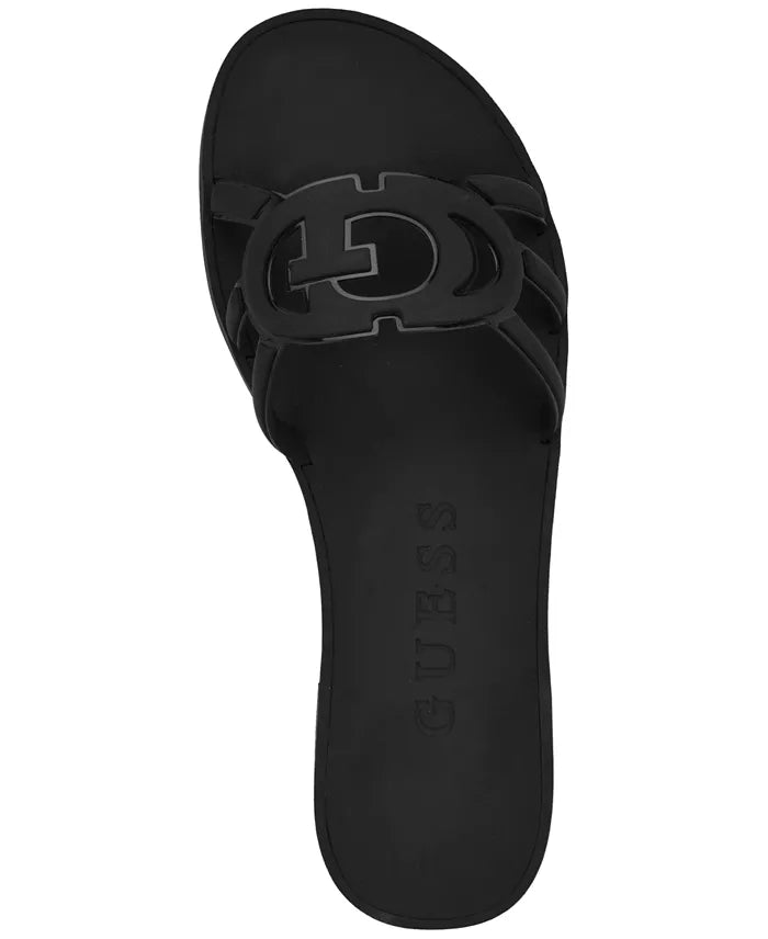 Women's Elyho Jelly Cutout Logo Flat Sandals Black