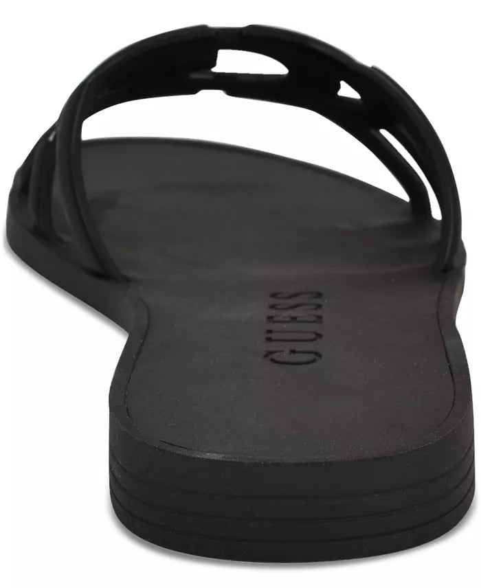 Women's Elyho Jelly Cutout Logo Flat Sandals Black
