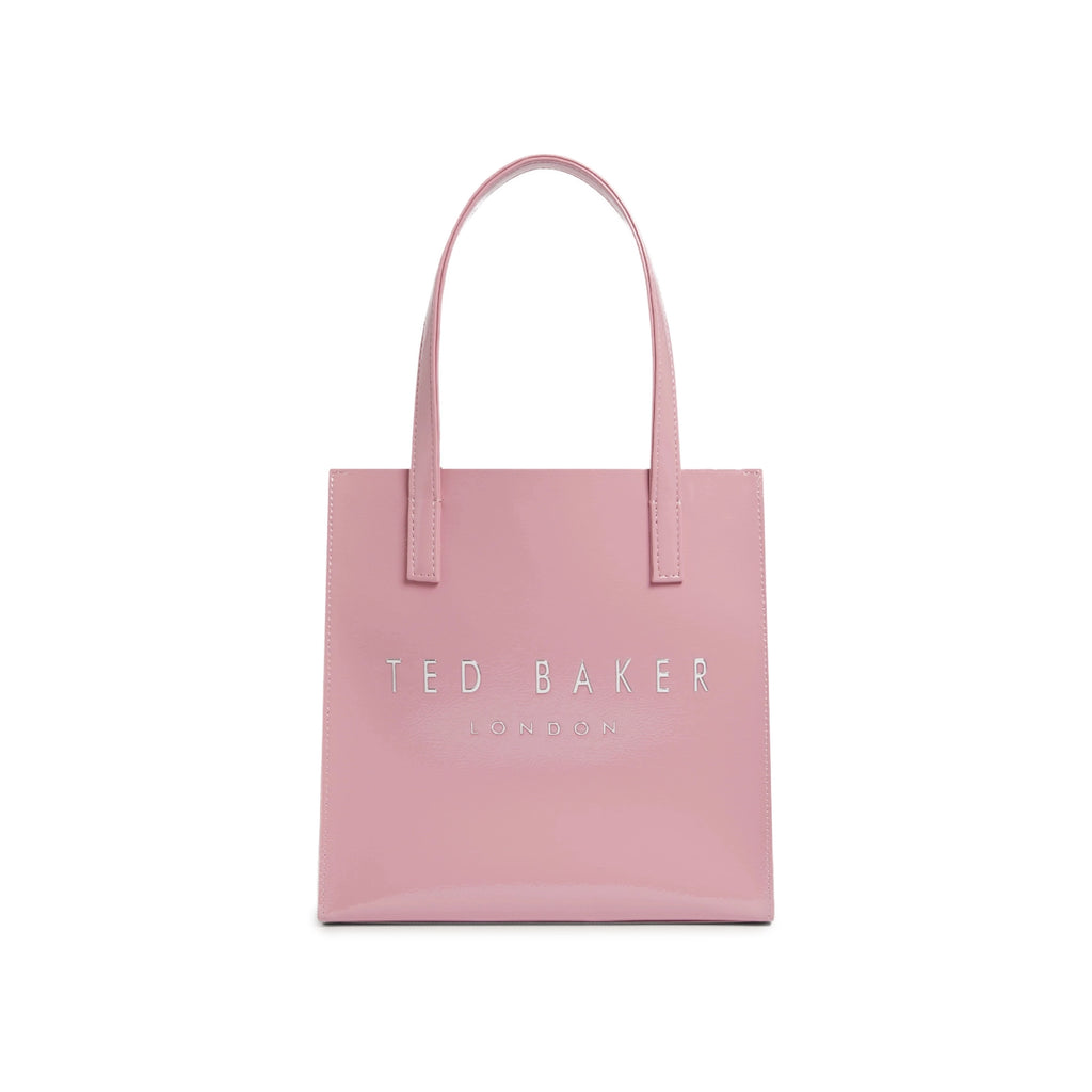 Crinkle Small Faux Leather Icon Tote Bag - Pink