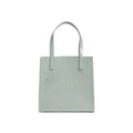 Crinkle Small Faux Leather Icon Tote Bag - Grey