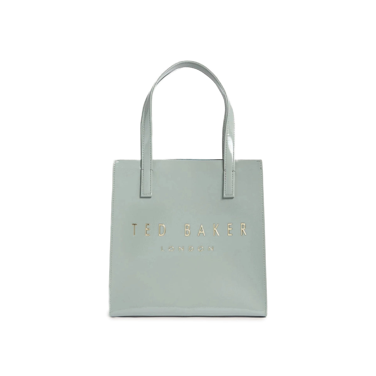 Crinkle Small Faux Leather Icon Tote Bag - Grey