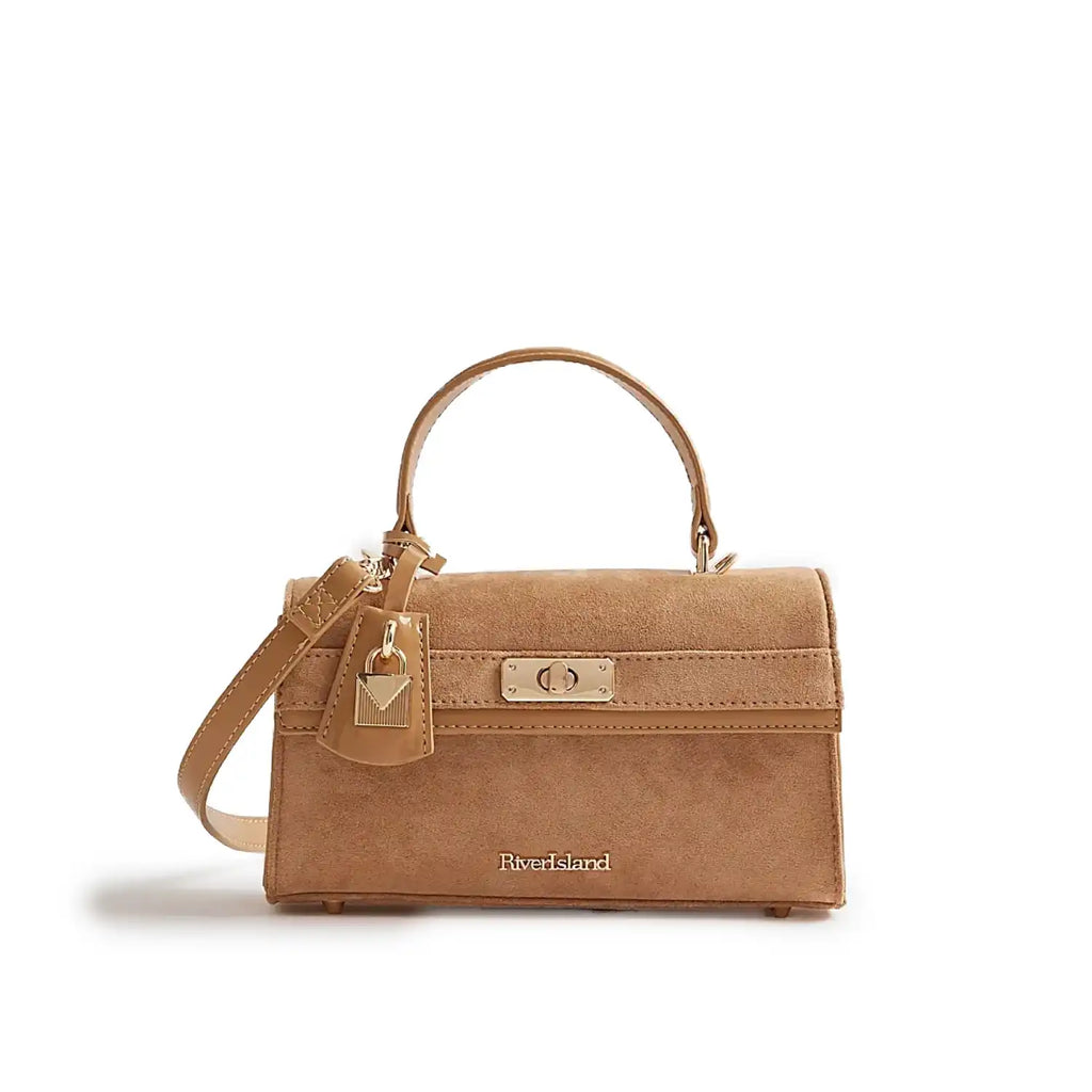 Beige Lock Front Bag