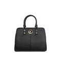 Solid Enamel Satchel Bag with Crossbody Bag - Black