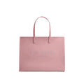 Crinkle Oversized Faux Leather Icon Tote Bag - Pink