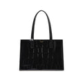 Welona Patent Croc-Effect Elongated Icon Tote Bag - Black