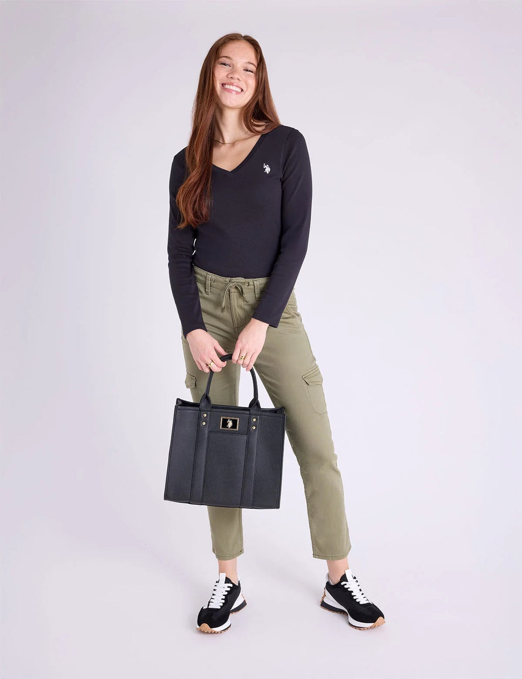 USPA Tote with Crossbody Strap - Black