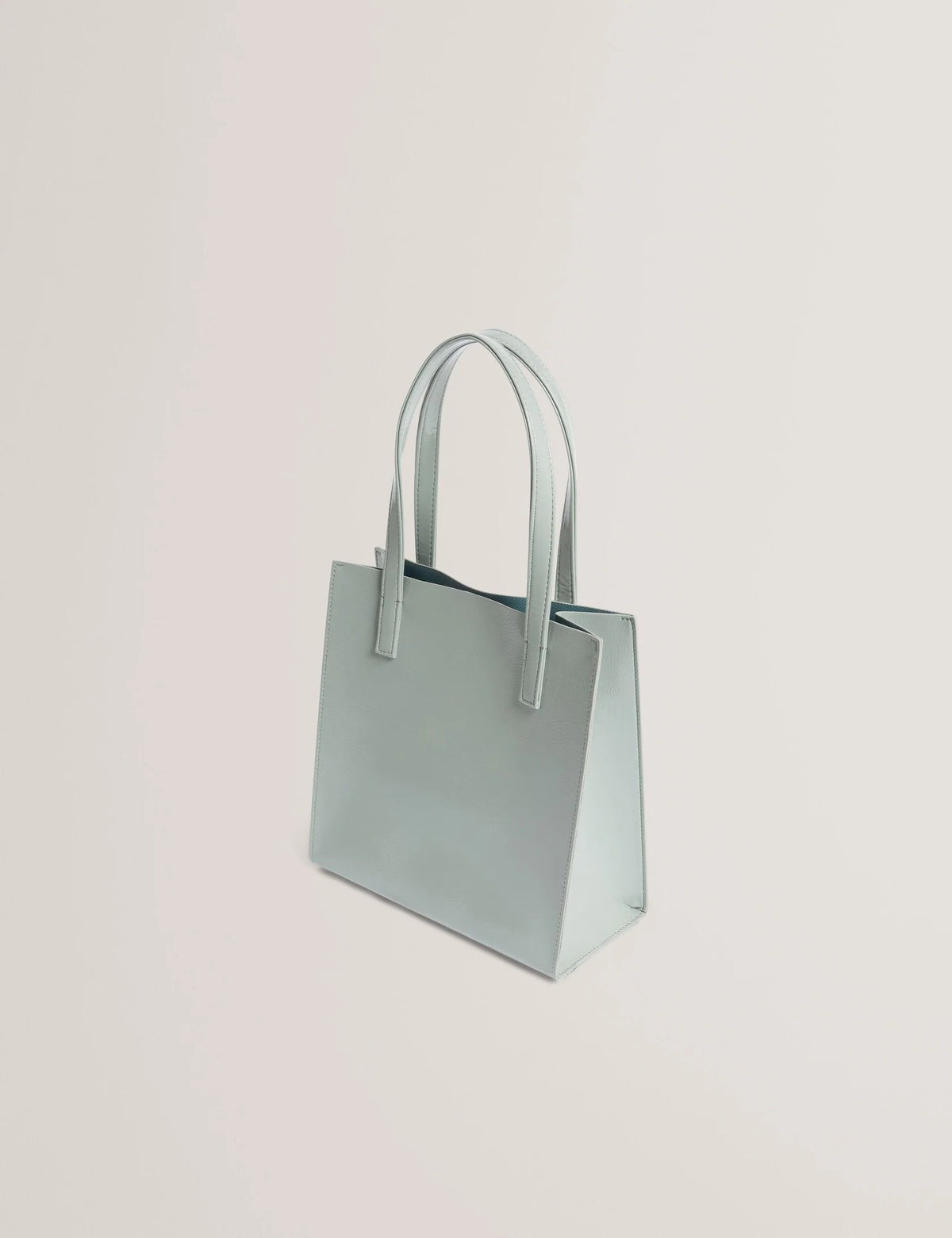 Crinkle Small Faux Leather Icon Tote Bag - Grey