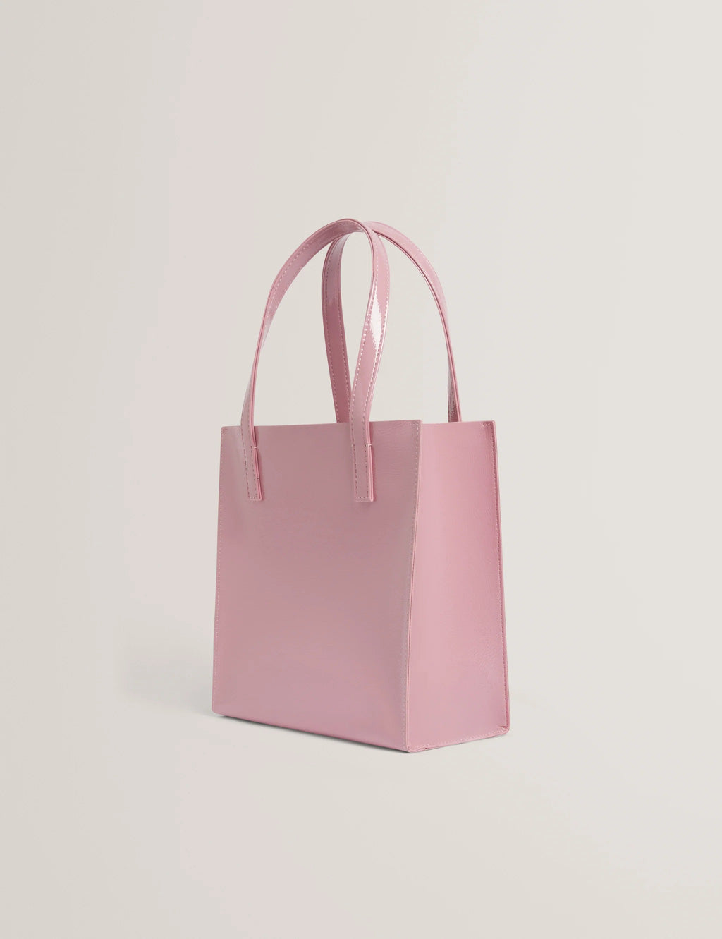 Crinkle Small Faux Leather Icon Tote Bag - Pink