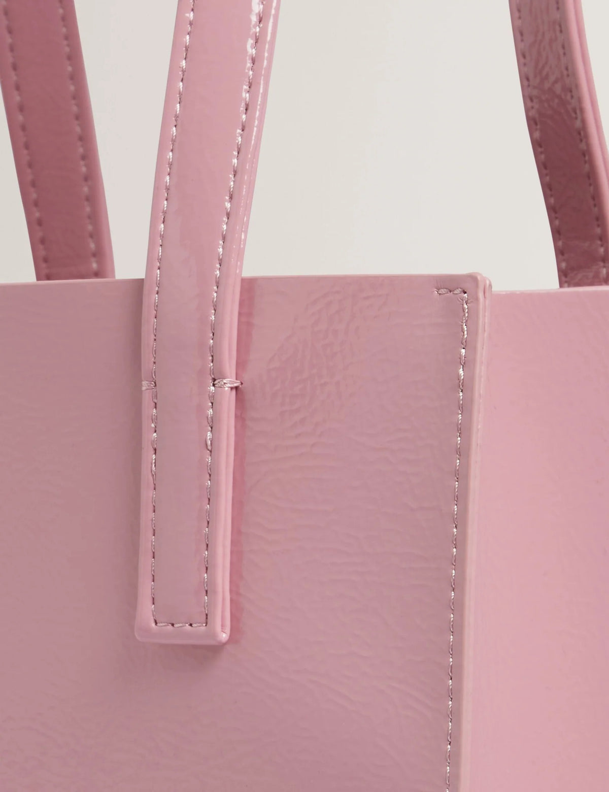 Crinkle Small Faux Leather Icon Tote Bag - Pink