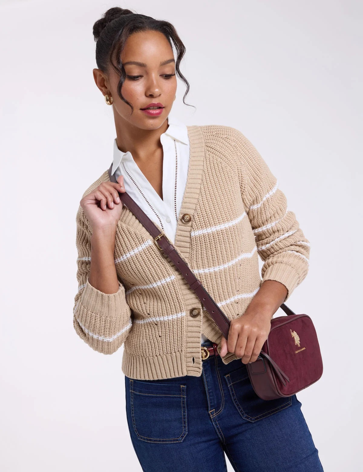 Suede Crossbody Bag - Burgundy