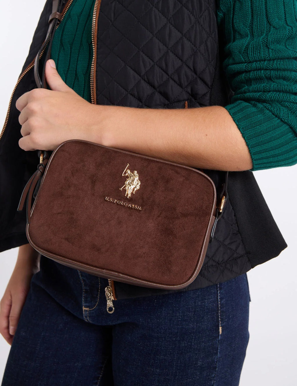 Suede Crossbody Bag - Chocolate
