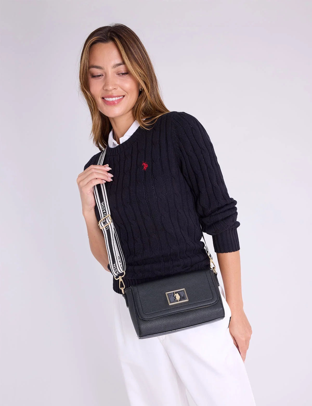 Enamel Crossbody Bag - Black