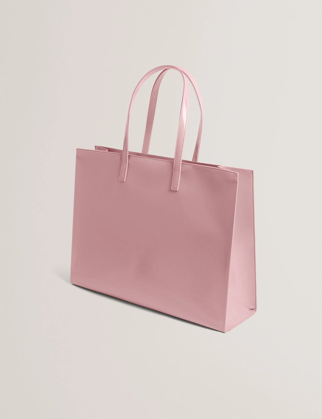 Crinkle Oversized Faux Leather Icon Tote Bag - Pink