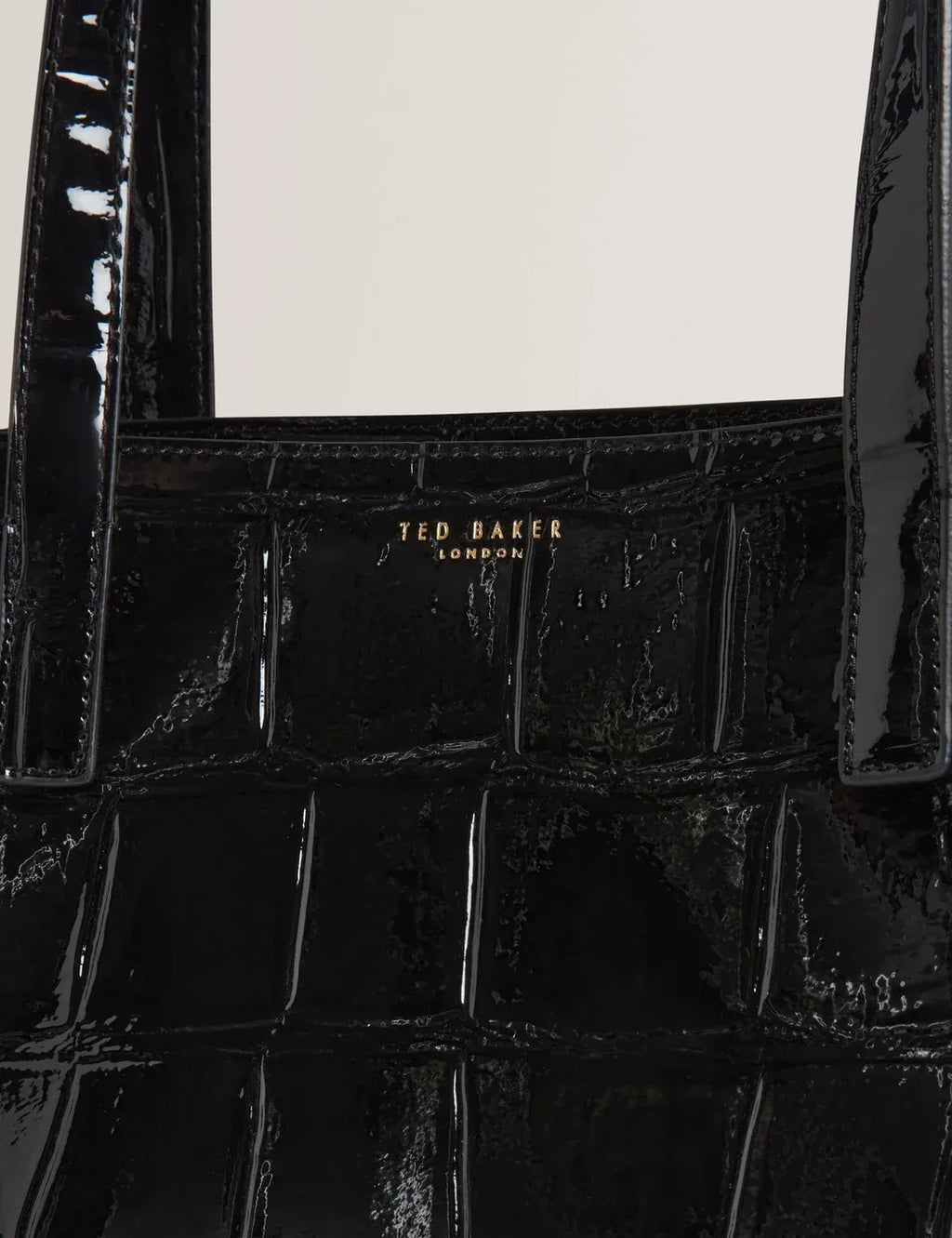 Welona Patent Croc-Effect Elongated Icon Tote Bag - Black