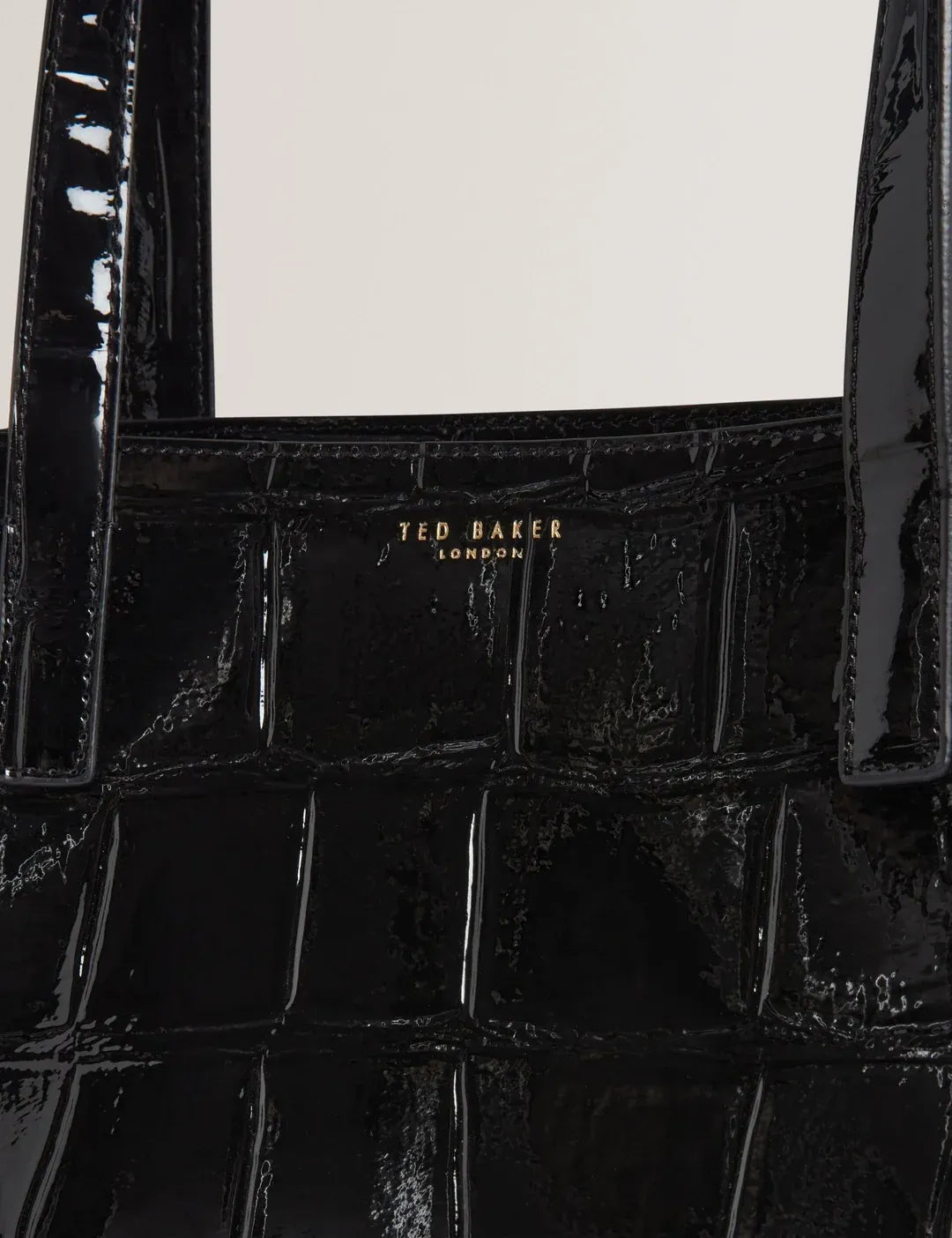 Welona Patent Croc-Effect Elongated Icon Tote Bag - Black