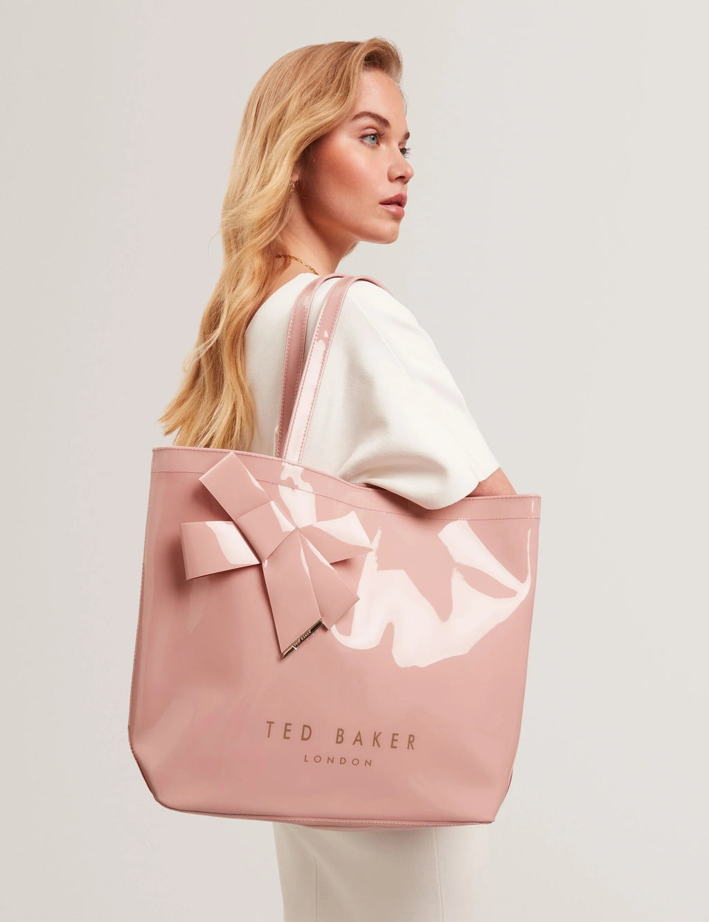 Knot Bow Vinyl Icon Tote Bag - Pale Pink