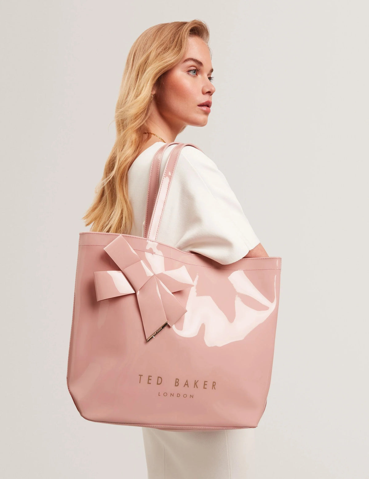 Knot Bow Vinyl Icon Tote Bag - Pale Pink