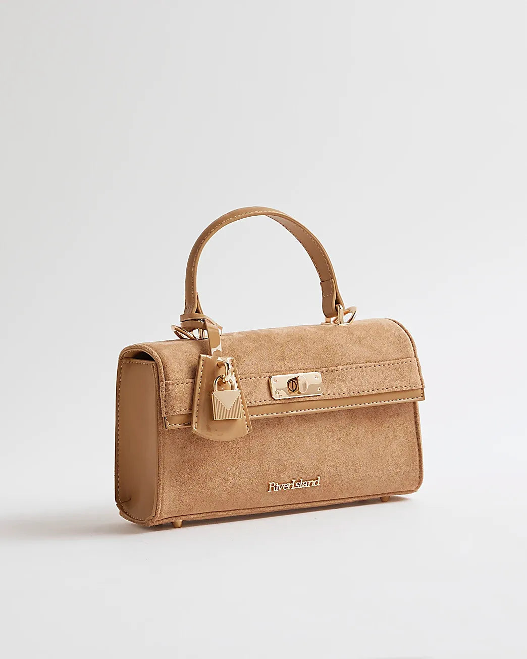 Beige Lock Front Bag