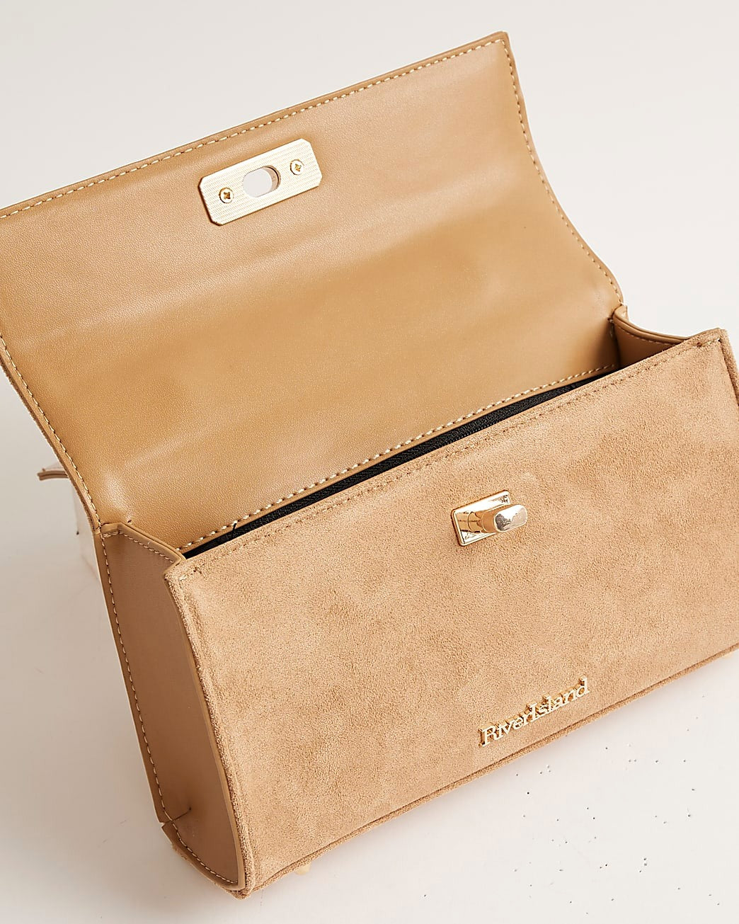 Beige Lock Front Bag