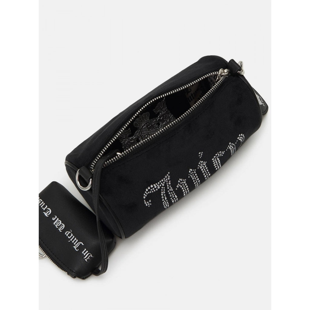 Juicy Couture Rhinestone Embellished Barrel Shoulder Bag - Black