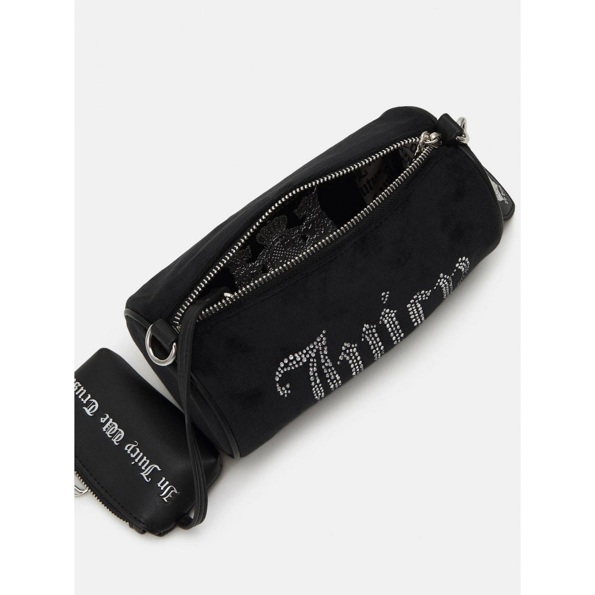 Juicy Couture Rhinestone Embellished Barrel Shoulder Bag - Black