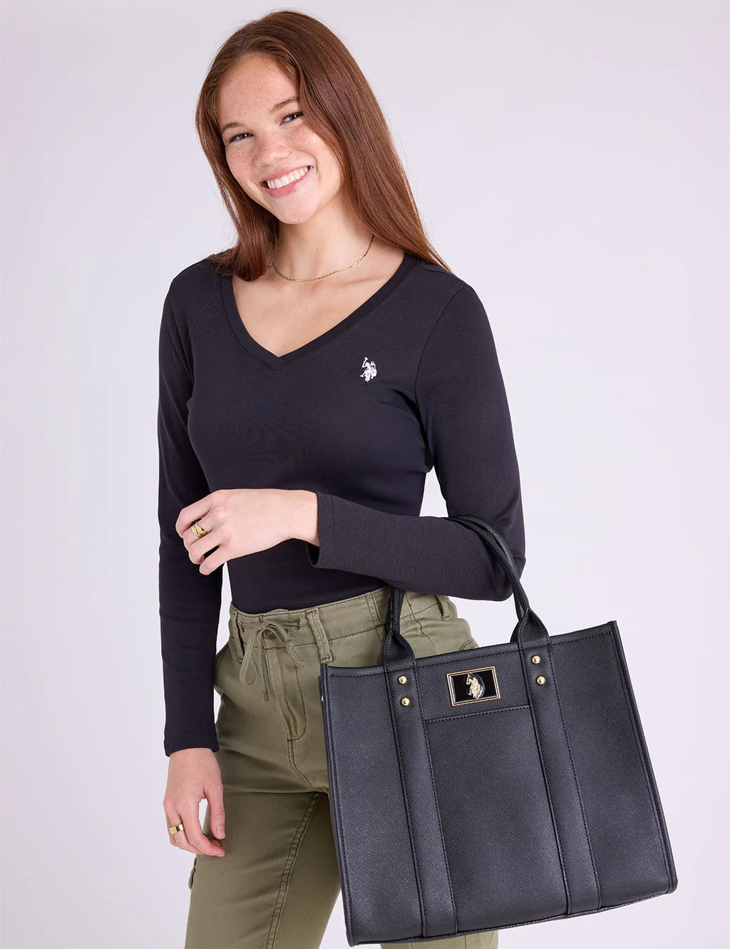 USPA Tote with Crossbody Strap - Black