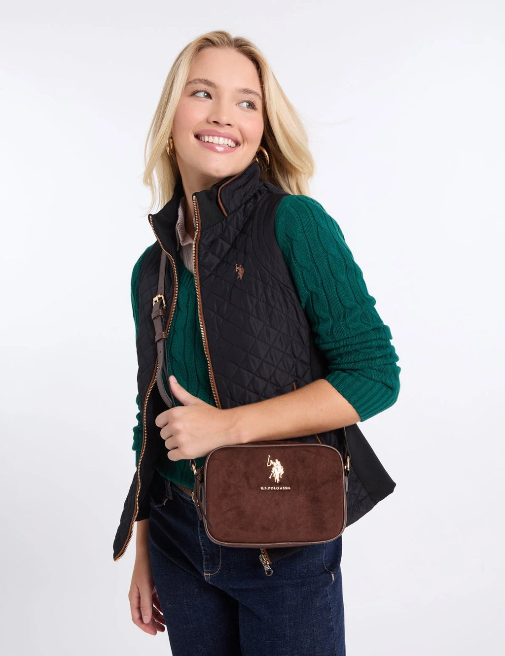 Suede Crossbody Bag - Chocolate
