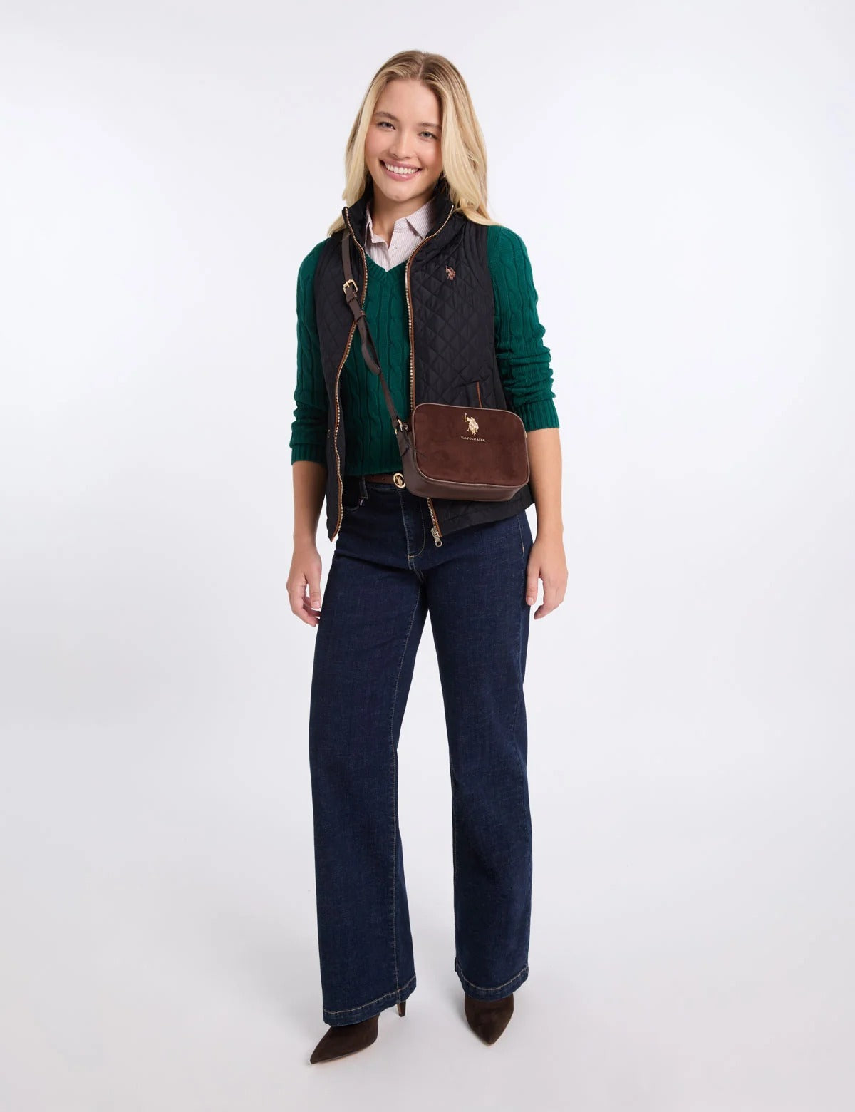 Suede Crossbody Bag - Chocolate