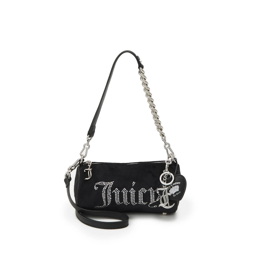 Juicy Couture Rhinestone Embellished Barrel Shoulder Bag - Black