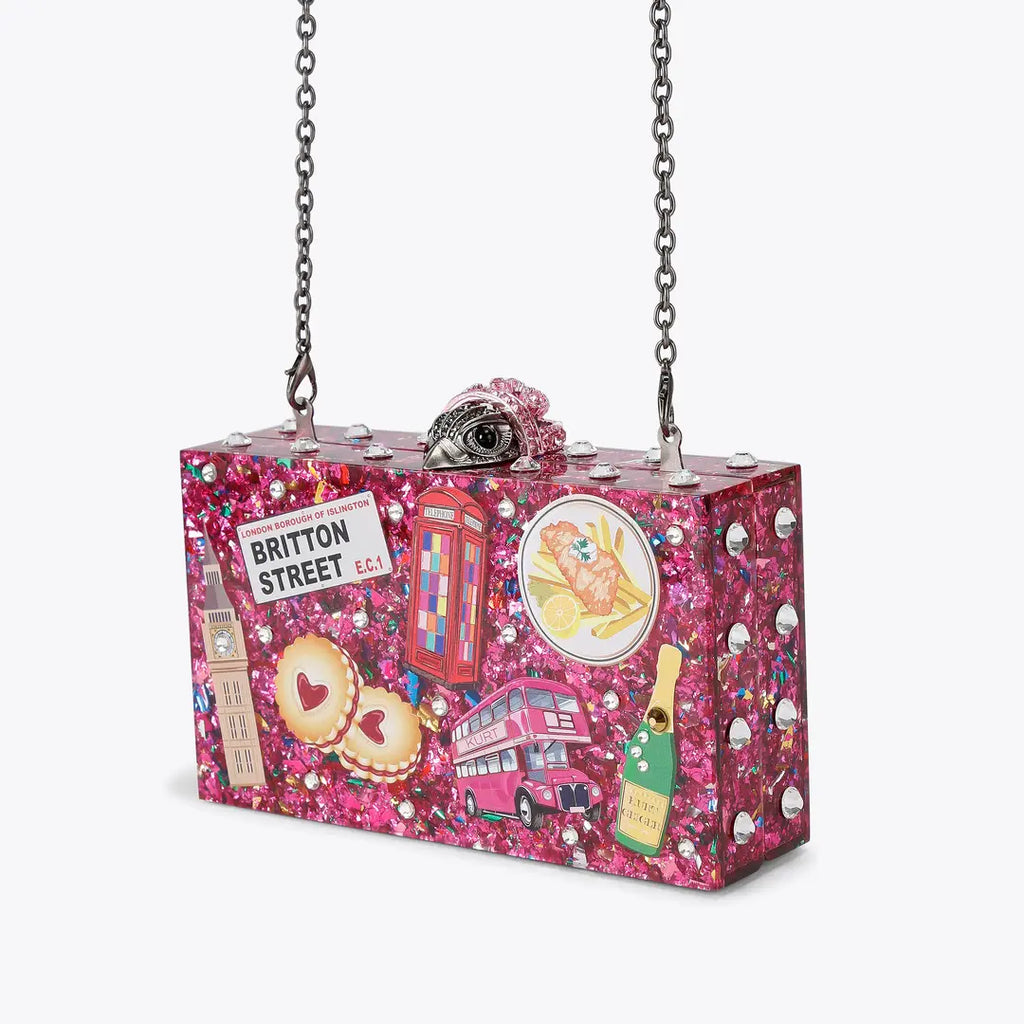 London Box Clutch Bag Pink