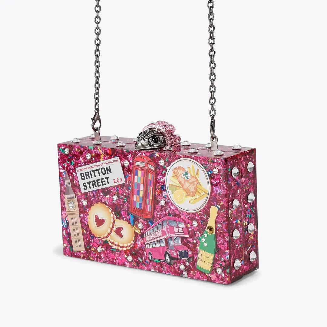 London Box Clutch Bag Pink